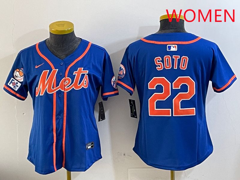 Women New York Mets #22 Soto Blue Game Fashion 2025 Nike MLB Jersey style 1->youth mlb jersey->Youth Jersey
